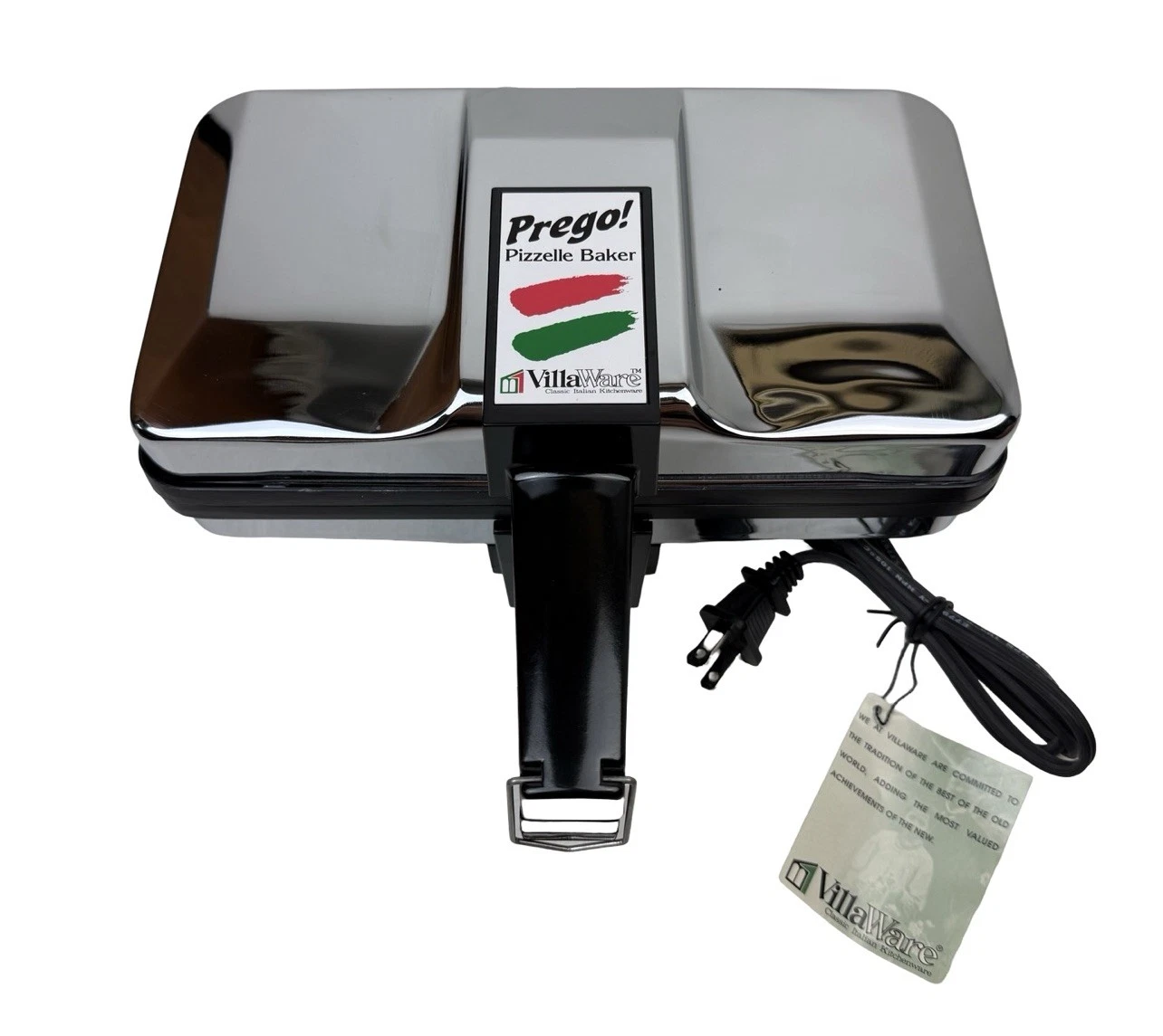 VillaWare Pizzelle Baker Prego Series II 3600NS Maker Chrome/Black New