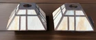 2 Vtg Tiffany Style Mission Arts & Crafts Slag Glass Lamp Shades Square Pyramid