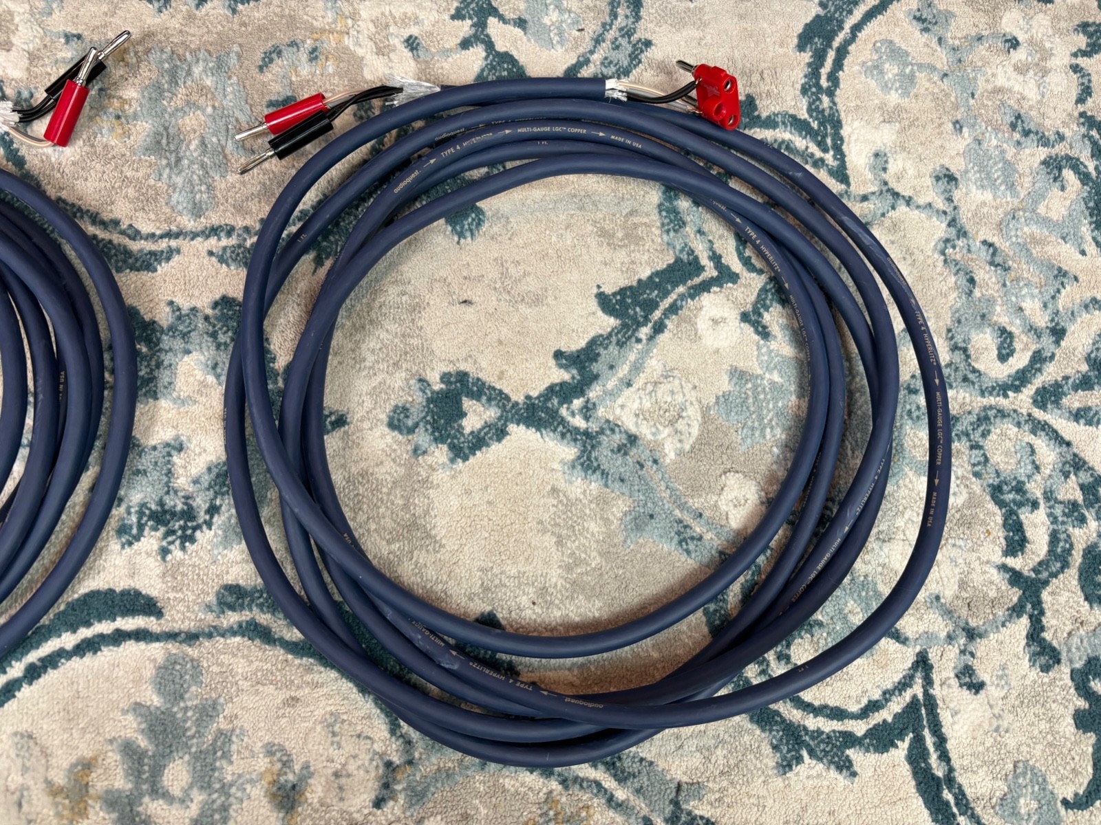 Audioquest Type 4 Speaker Cable Hyperlitz LGC Copper Blue - 15 Ft Trio - Banana