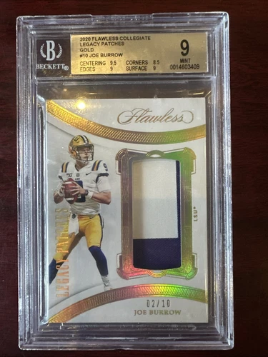 2020 Flawless Collegiate MVP Joe Burrow Gold Legacy Patches /10 BGS 9 LSU