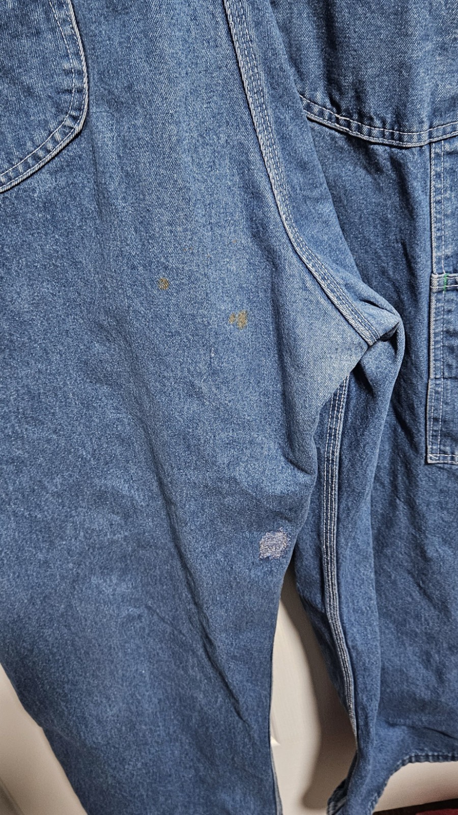 VTG LIBERTY MEN’S RIGID DENIM BIB OVERALLS BLUE COTTON RELAXED FIT  44 X 29 USA