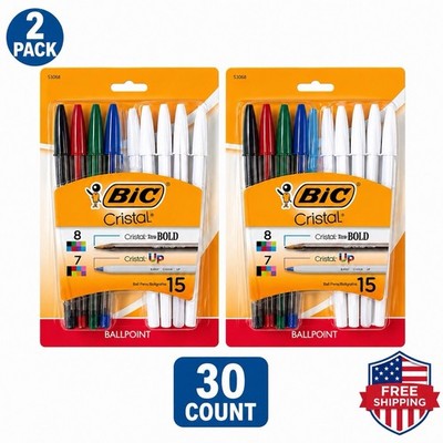 BIC Cristal Pens 30 Count 2 Pack Assorted Cristal Xtra Bold & Up
