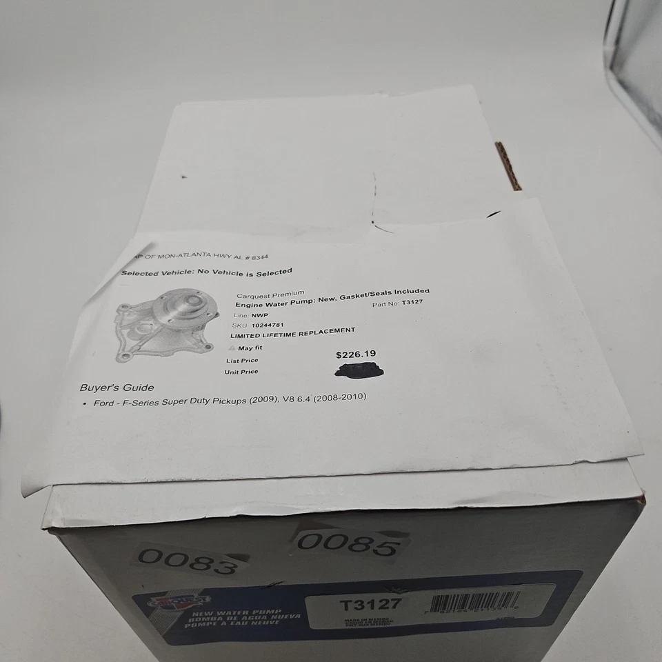 Nueva bomba de agua T3127 para camioneta Ford Super Duty F250 F350 F450 F450 2008-2010 Foto 4 de 4