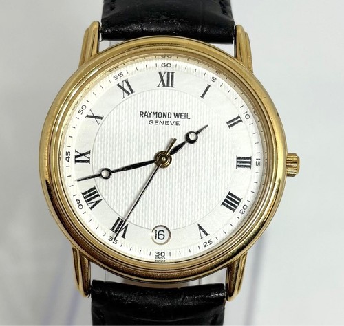 Raymond Weil Quarz Uhrenbatterie ersetzt römische Ziffern weißes Zifferblatt aus Japan