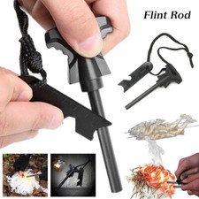 Large Fire Steel Magnesium Fire Starter Steel Flint Survival Lighter +compass