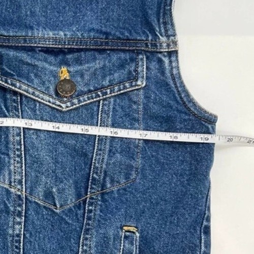 KID CO World Wide Youth Denim Trucker Vest Cotton Button Front Pockets 80s Biker - Picture 9 of 12