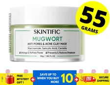 SKINTIFIC Mugwort [55g] Anti Acne Clay Mask Reduces redness, inflammation, pores