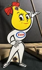 VINTAGE ESSO GASOLINE PORCELAIN 8" OIL DROP GIRL SERVICE STATION PUMP PLATE SIGN