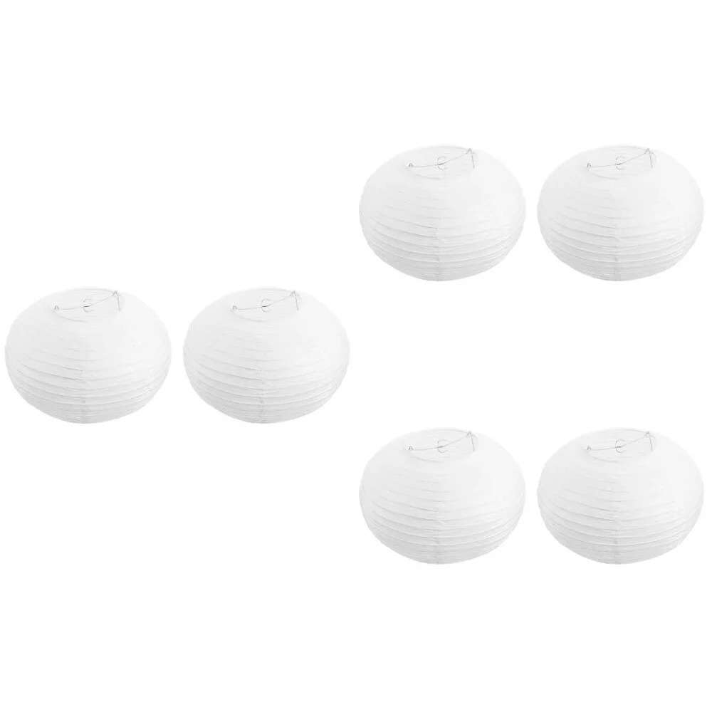 6 Pcs Decorative Light Paper Lantern Lampshade Small White Hanging