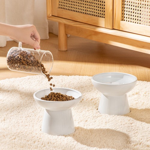 Raised Cat Food Bowl 2-Pack Ceramic Elevated Cat Bowls Cat Food & Water Dishes - Picture 7 of 26