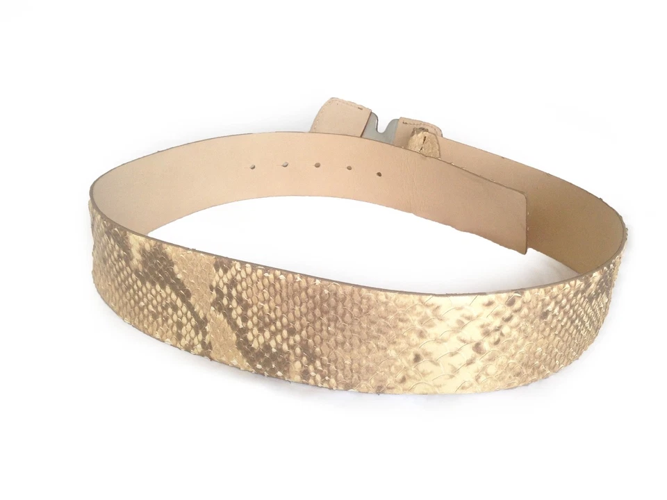 Cinturón Francisco BIASIA Beige Piel de Serpiente Cuero Exótico Ancho Ajustable-Talla M Foto 3 de 4