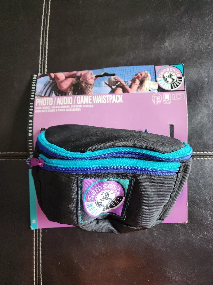 Vintage Samsonite World Sport Fanny Pack Black Teal Purple Hip Bag