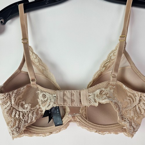 Natori Feathers Contour T-Shirt Plunge Bra Lace Underwire 32C Beige - Picture 5 of 7
