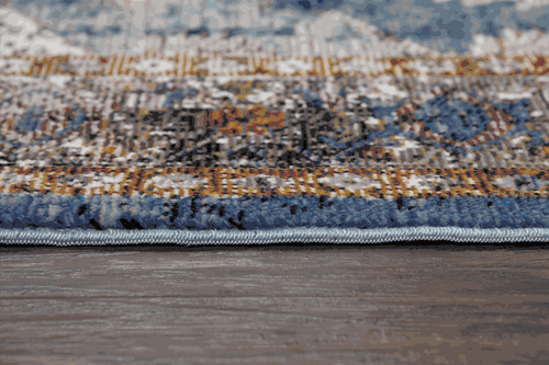 3x5 Rizzy Rugs Blue Floral Petals Blossoms Door Mat PRI102 - Aprx 3' 11" x 5' 6" - Picture 3 of 6