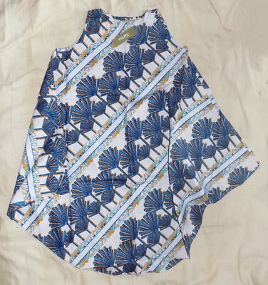 African Print Umbrella Dress or Top White Papyrus summer ethnic tribal ud9