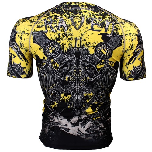 FX-325 RAVEN SKULL Skin Tights Compression Base layer Jiujitsu MMA Rash guard - Picture 2 of 6