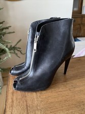 Scarpe stivali Max Mara Sportmax nere zip pelle tacco decolte taglia 39 $675