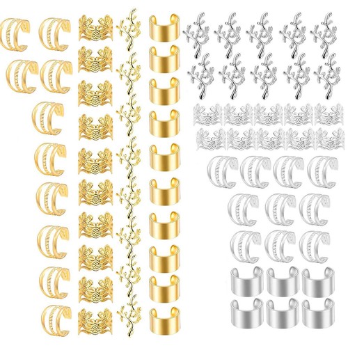 40Pcs Hair Jewelry Braid Rings Cuff Pendants Dreadlocks Beads Accessories Decor
