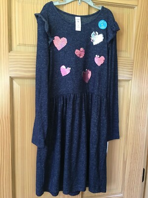 NWT Carter's Glitter Heart Soft Dress Girls Navy Blue 5,12,14 | eBay