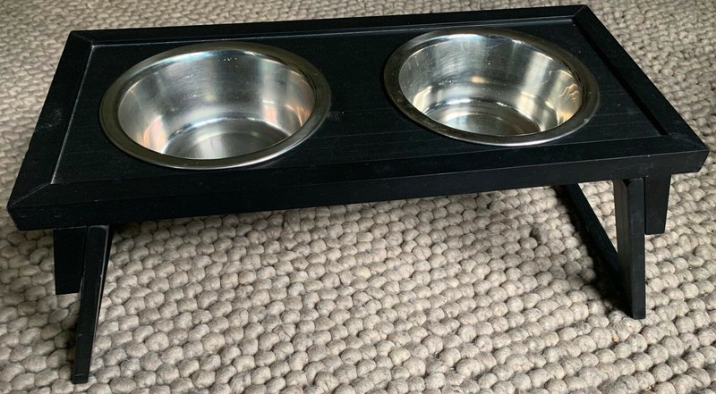 Stainless Steel Food and Water Bowls, Bi-level Elevated Stand for Dog/Cat
