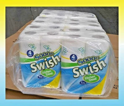 SWISH 24 x Kitchen Roll 2 Ply Tissue Paper White Patterned Embossed