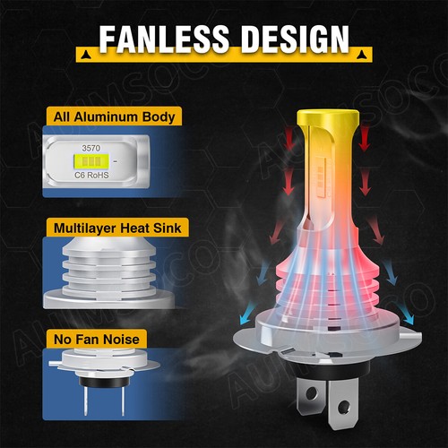 Super Bright White H7 H7 H11 CSP LED Headlight High Low Beam Fog Light Bulbs Kit - Picture 13 of 17