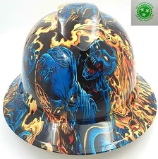 Hard Hat FULL BRIM custom hydro dipped , OSHA approved ICE SKULL BATTLE ROYAL 