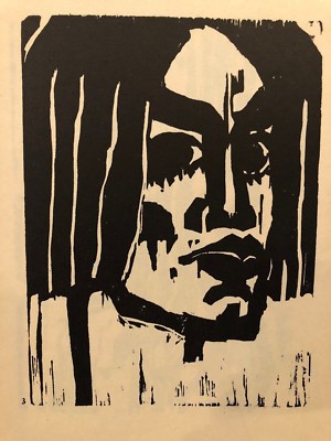 VINTAGE EMIL NOLDE WOODCUT PRINT, 1947, WOMAN HEAD ,RUDOLF