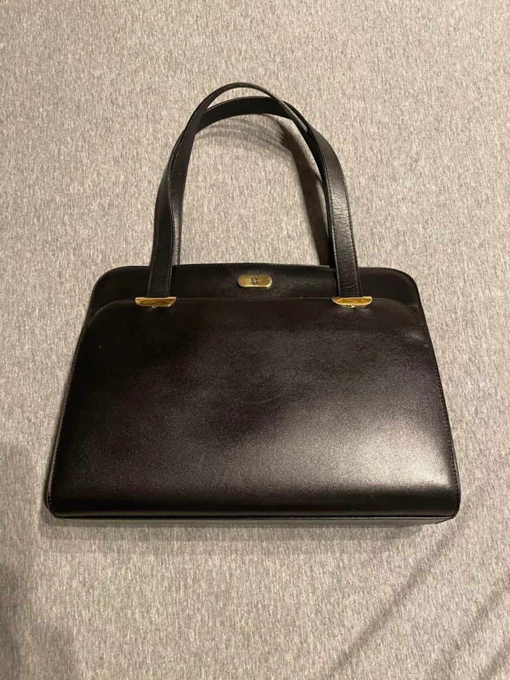 Sac à main Christian Dior fourre tout CD cuir noir authentique