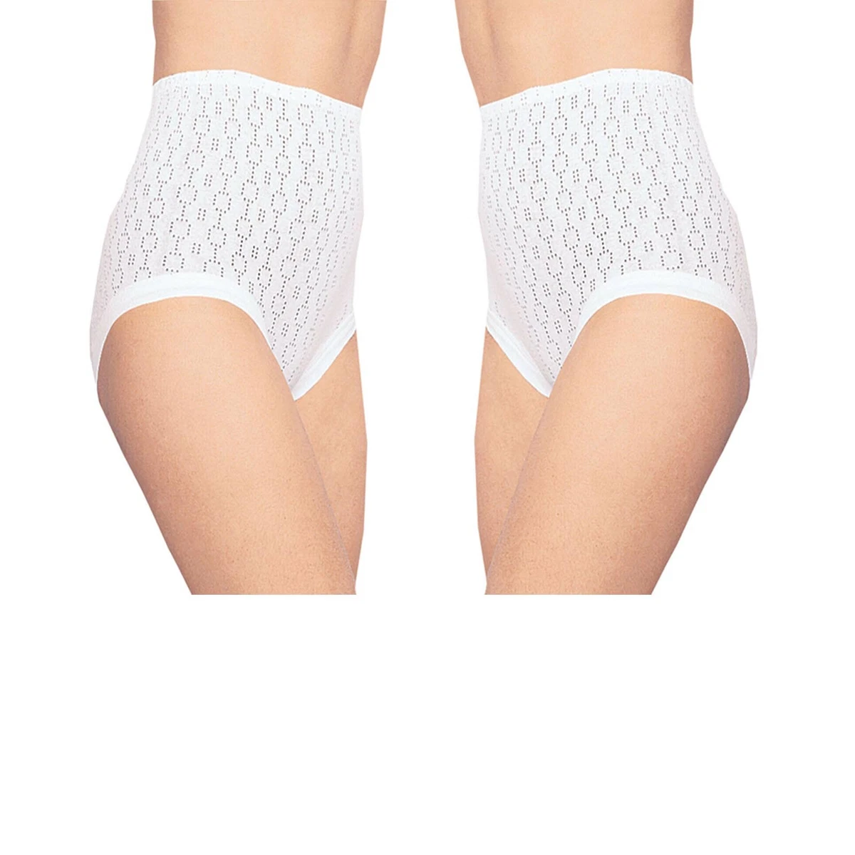 Long Leg Knickers Cotton Breathable Full Pantee Eyelet Women s