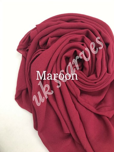 New DUBAI made Premium Plain Chiffon Maxi Hijab Scarf Shawl Head Wrap Sarong - Picture 57 of 102