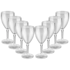Plastport 8.4 oz Unbreakable Stemmed Wine Glasses, Set of 8, Shatterproof