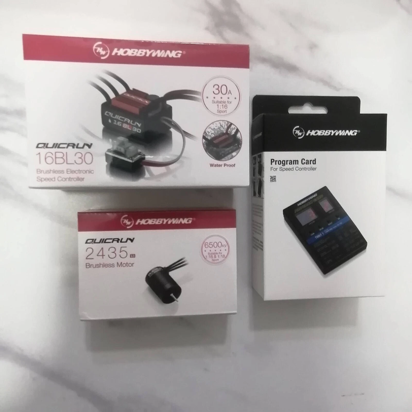 Combo HobbyWing QuicRun 2435SL G3 6500KV Motor WP-16BL30 30A ESC LED program Box - 第 1 张/共 18 张