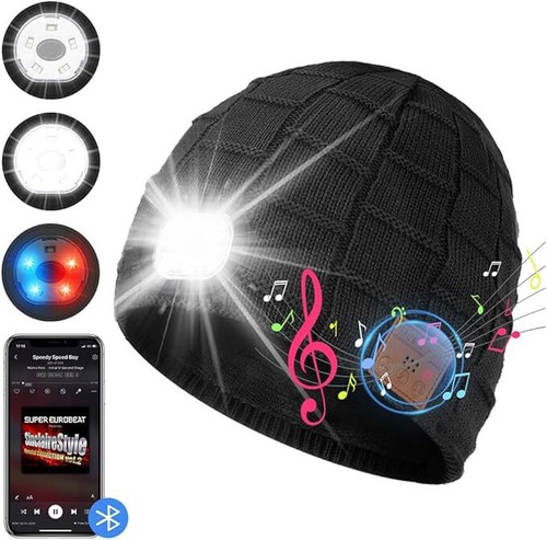 Mit LED Licht Aufladbar Bluetooth Beanie Mütze Hut Wintermütze Strickmütze DHL - Bild 2 von 14