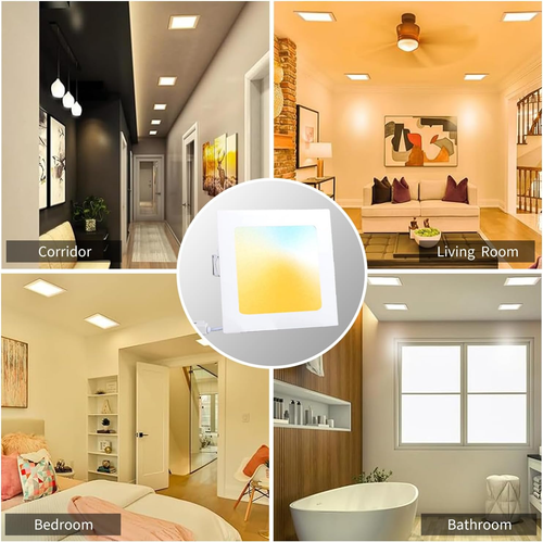 18W LED Recessed Ceiling Lights Square Panel 3CCT Selectable 3000K 4000K 6000K C - Picture 6 of 12