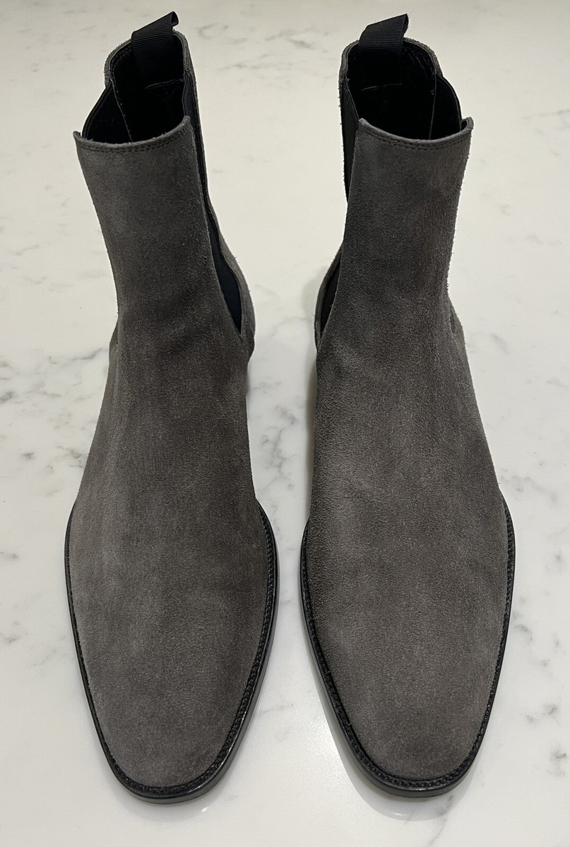Authentic SAINT LAURENT Wyatt 30 Chelsea Boots In Grey Suede” 44 