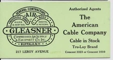American Cable Co / Air Gleasner Ingersoll Rand Buffalo NY Advertising Blotter 