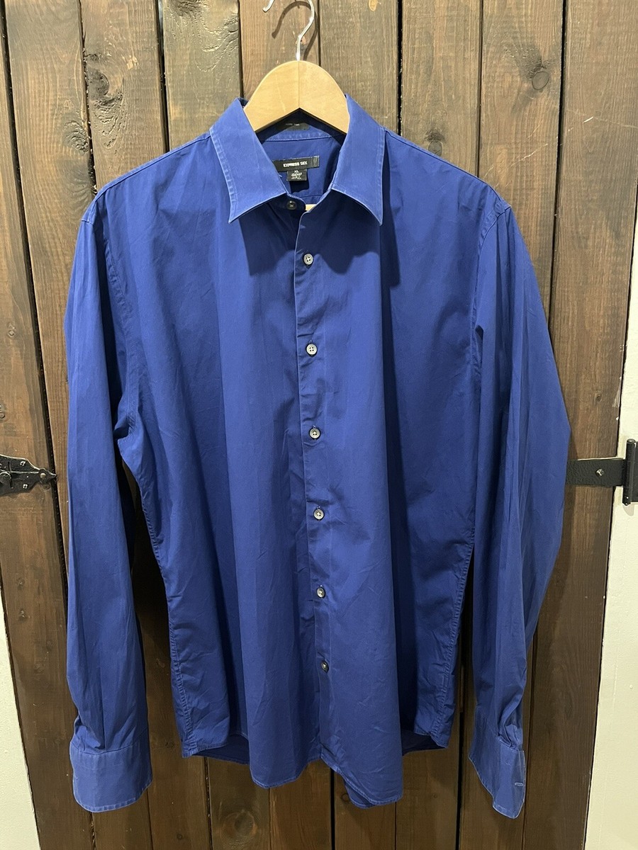 Dress Pants Express Extra Slim Fit Express 1MX Design Studio Fitted Shirt  Men Size XL (17 17 1/2) Blue
