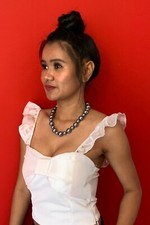 One Button Necklace - Poly Resin - Silver Pearls Code N1188gy Jewellery