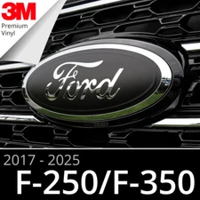 2017-2025 Ford F250/F350 Emblem Overlay Insert Decals - Matte Black (Set of 2)