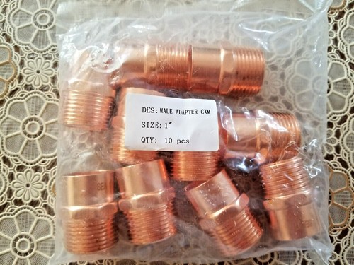 1" Copper Threaded Adapter Male Adapter Fittings Pack of 10