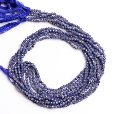 2.5m Natural Blue Sapphire Faceted Round Rondelle Beads Jewelry33 cm Strand EB1