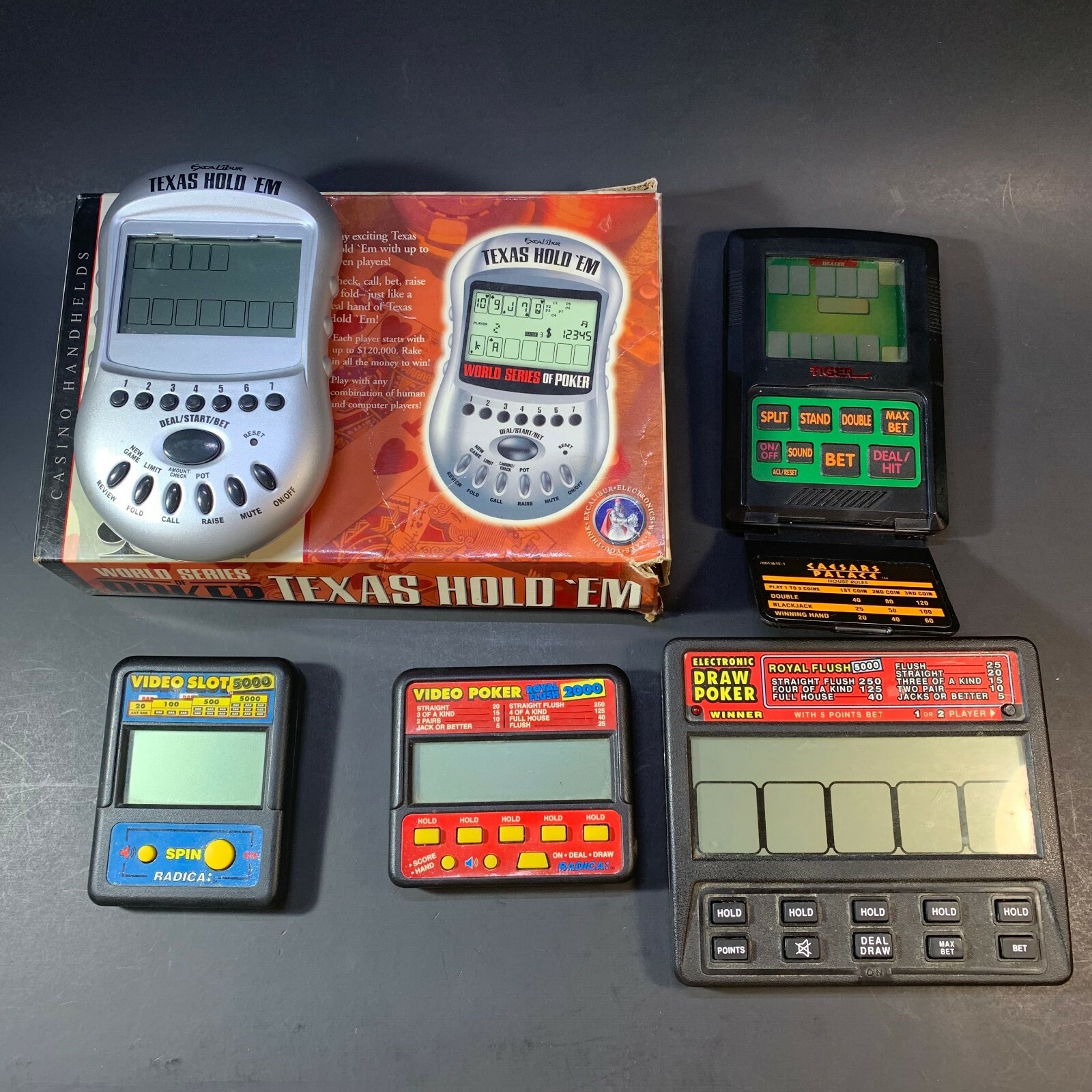 Hand Held Video Poker Card Game LOT RADICA Pocket Slots Excalibur 5000