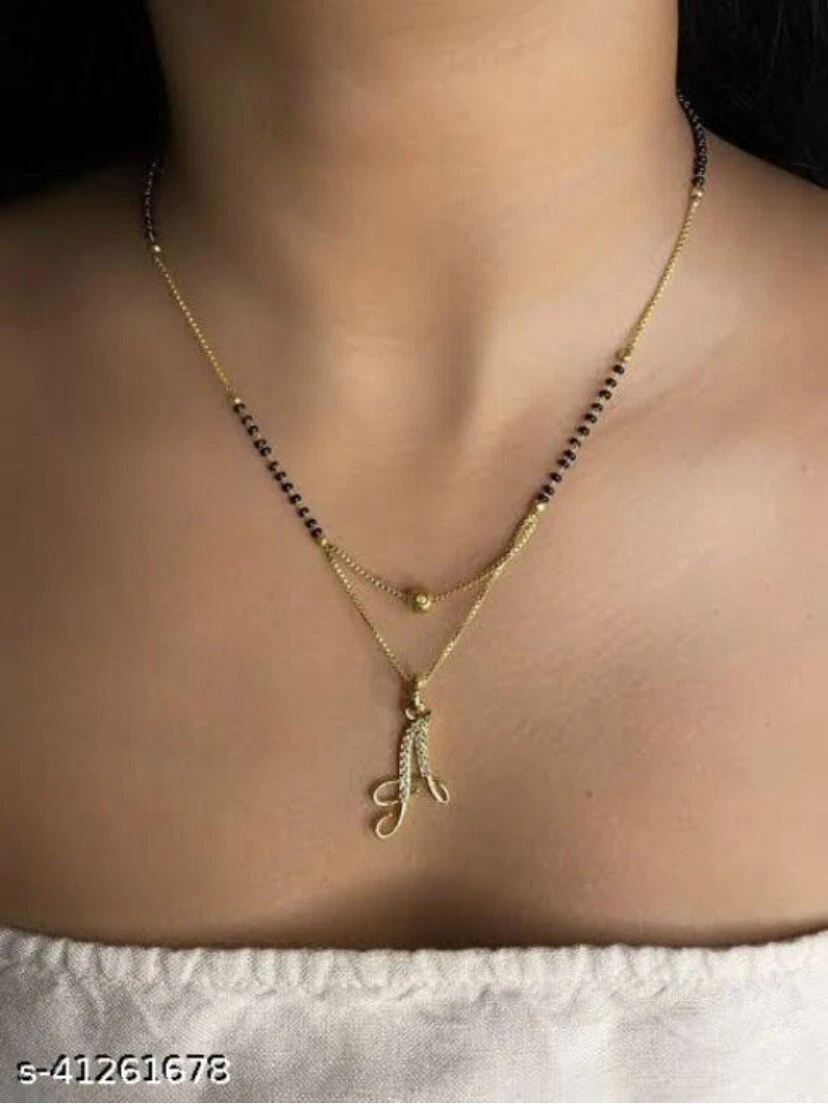 Name A Alphabet Mangalsutra set Gold Plated eBay