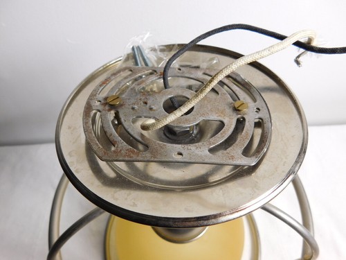 Pair of 1933 Art Deco Industrial Light Domed Glass Lamps Aluminum Rewired 8"X11" - Picture 3 of 17