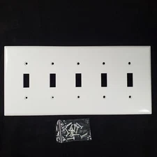 White 5-Toggle Switch Unbreakable Mid-Size 5-Gang WallPlate Cover PJ5W