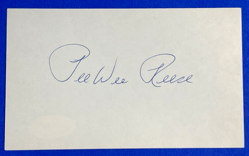 Pee Wee Reese Signed 3x5 Index Card Brooklyn Dodgers JSA COA AH15720 - Picture 2 of 3