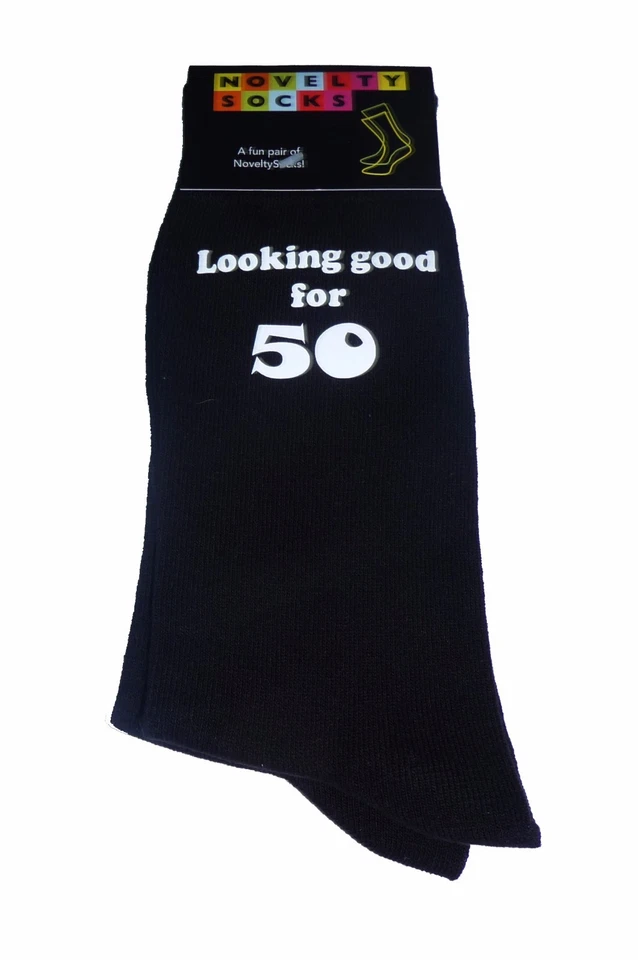 Looking Good for 50 Printed Design Mens Black Socks Great 50th Birthday Gift