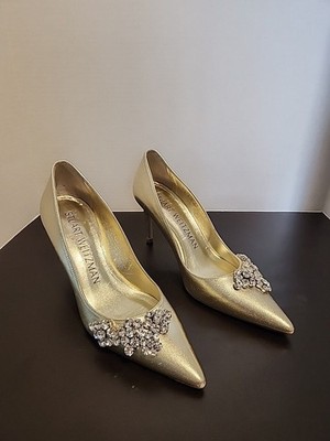 Stuart Weitzman STUART CRYSTAL FLEUR 100 PUMP in Gold for Women Sz7
