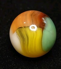 4 Color Green , Yellow Orange - Vitro Tiger Eye Glass Vintage Marble .60" Mint